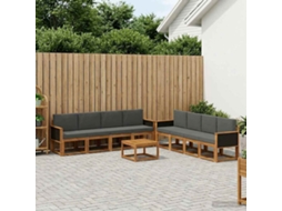 Vidaxl Conjunto De Sofás Para Exterior 9 Unid. Natural E Antracite