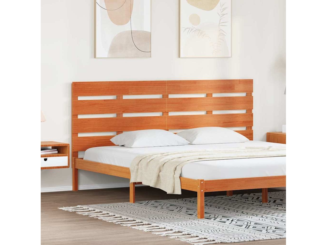 Vidaxl Cabeceira Com Cabeceira Marrom Cera 200,5 X 3 X 80 Cm