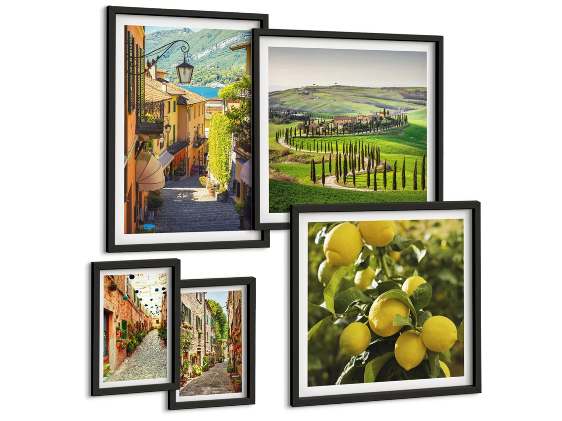 Conjunto De Pinturas Encantadoras Ruas Da Itália Paisagens Espelharte (5 Peças)