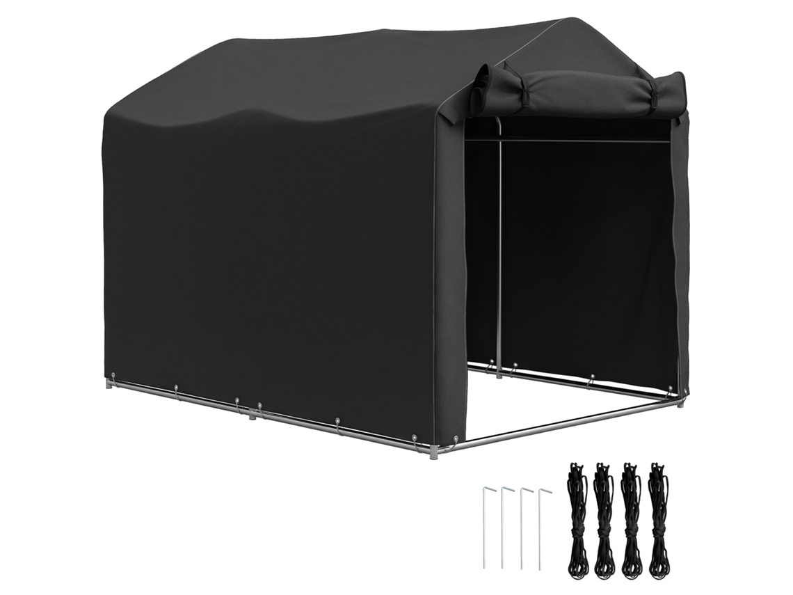 Tenda Para Garagem, Tenda De Armazenamento À Prova D'água Com Porta, Resistente A Uv 220 X 157 X 165 Cm Preto.