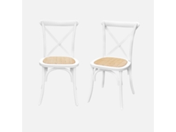 Cadeira Estilo Bistrô Em Madeira, Set De 2, Branco