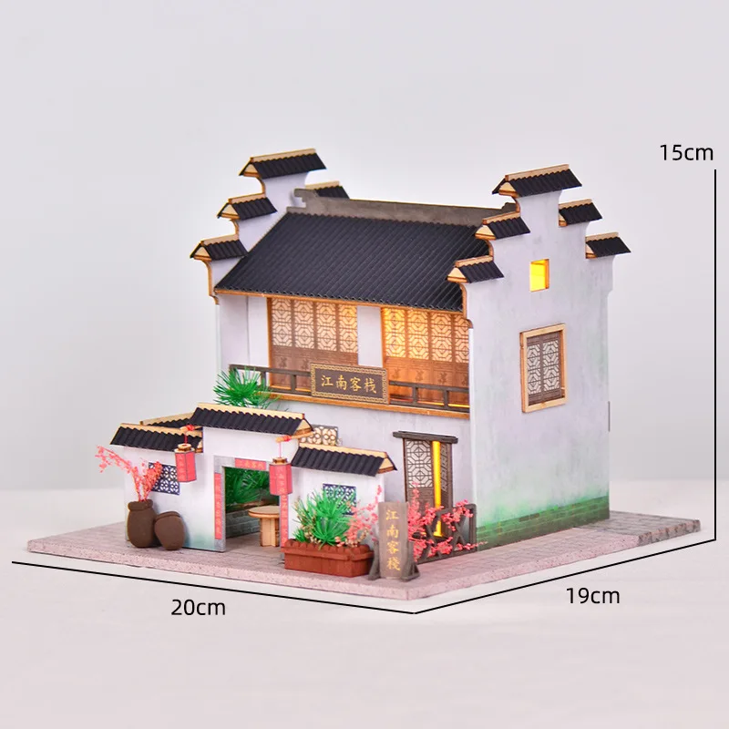 Kit para Montar Casa em Miniatura, Casa de Bonecas 3d de Madeira em Estilo Chinês. MDUG