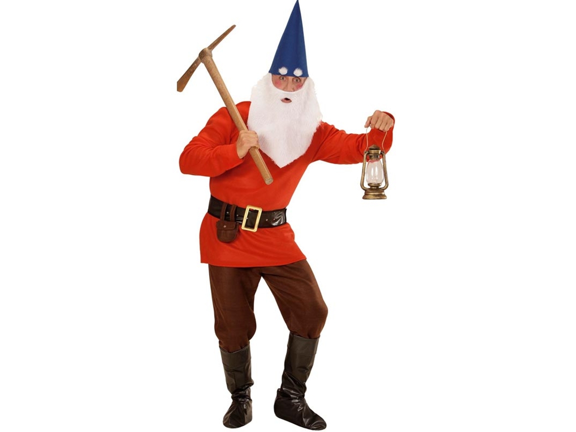 Fantasia masculina de gnomo vermelho com cinto