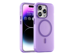 Capa Híbrida Translúcida Para Iphone 14 Pro Max - Tpu E Pc Com Magsafe | Fosca - Roxo Escuro