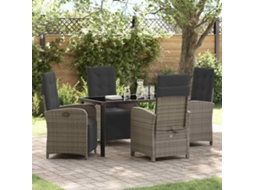 Vidaxl Conjunto de Jantar para Jardim 5 Pcs Cinzeto Vime Pe