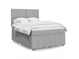 Vidaxl Cama Com Molas/colchão 160x200 Cm Tecido Cinzento-claro
