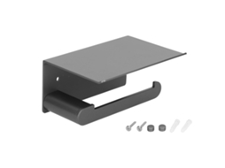 Suporte de papel higiênico de parede em aço inox, prateleira, preto mate S/MARCA