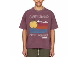 Rockinstone Jaws Movie Sunset Heather Vintage Maroon Adult T-shirt Size:xl