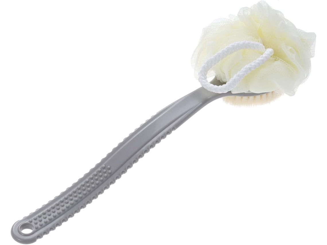 Escova De Banho Esfoliante Para Corpo E Costas Com Cabo Em Abs Cerdas Nylon Duráveis