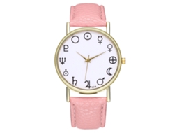Relógio analógico de quartzo Zhoulianfa para homem e mulher com pulseira de PU (rosa)