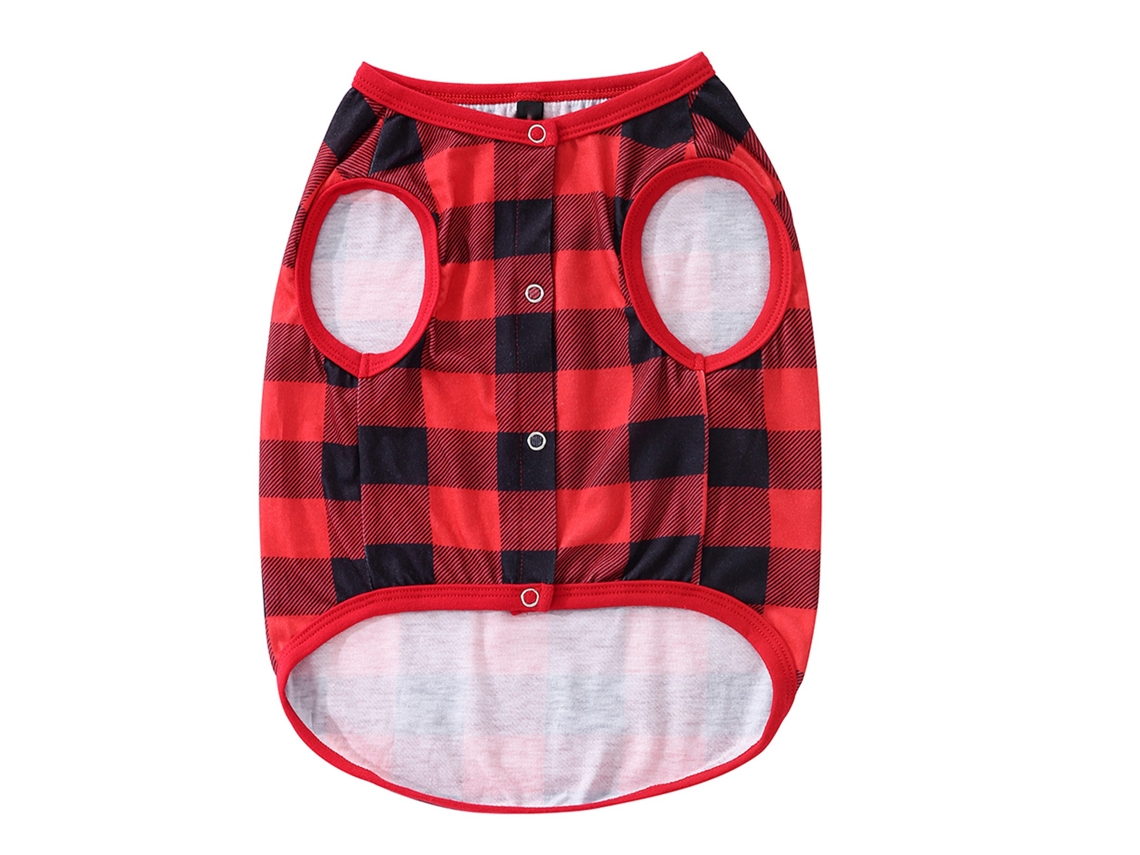 Pijama familiar de Natal 2026altiro com gola redonda, mangas compridas e estampa de cachorro e árvore vermelha, tamanho P.