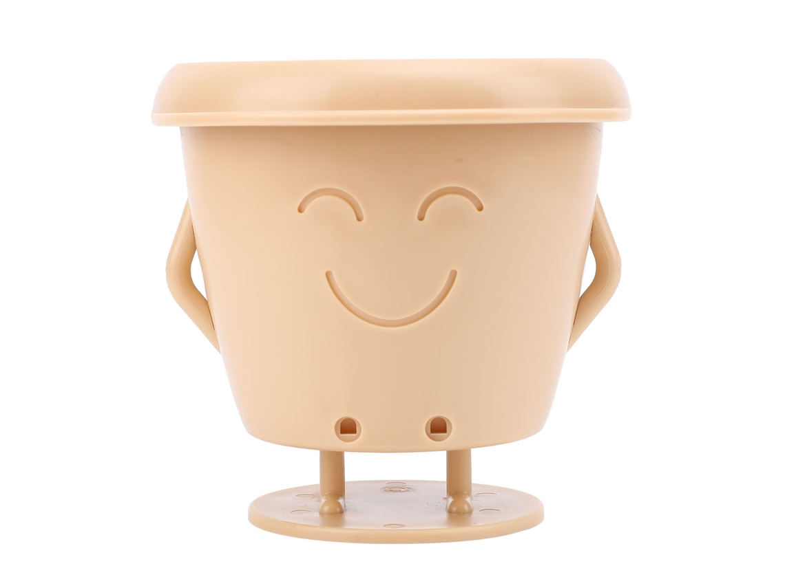 Vaso De Planta Rostinho Plástico Bege Decorativo Para Suculentas Com Buraco De Drenagem