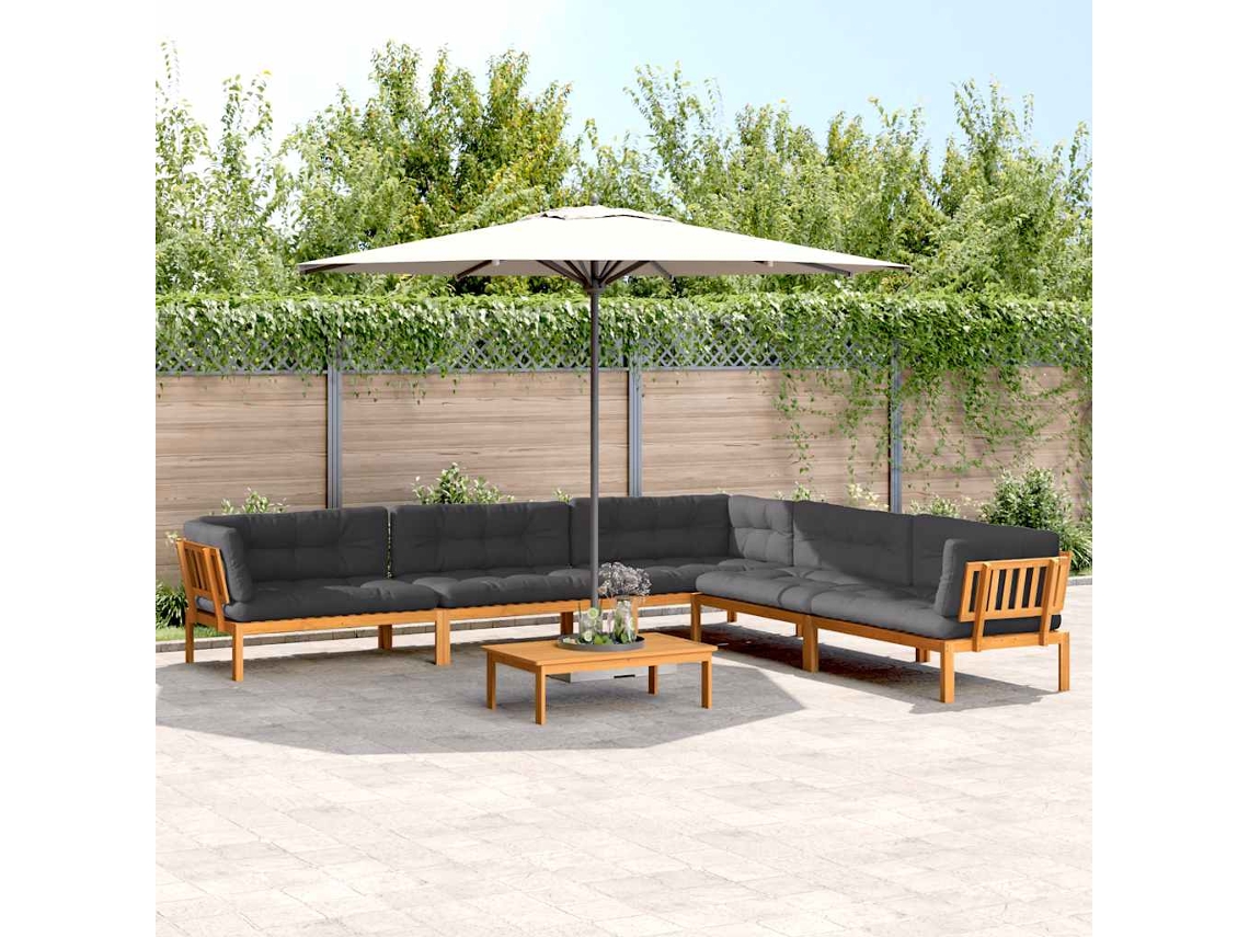 Vidaxl 6 Pcs Conj. Sofás Paletes P/ Jardim C/ Almofadões Acácia Maciça
