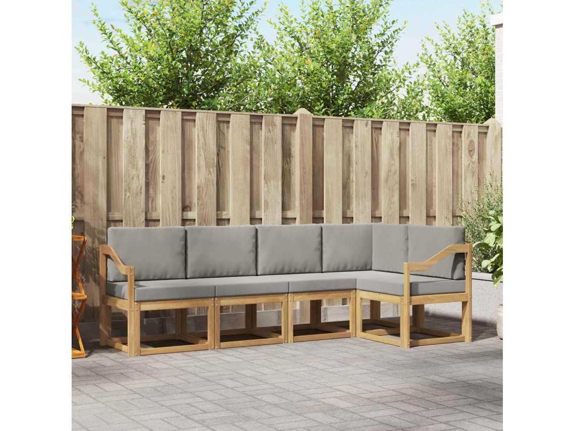 Vidaxl Conjunto De Sofás Para Exterior 5 Pcs Branco E Cinzento-claro