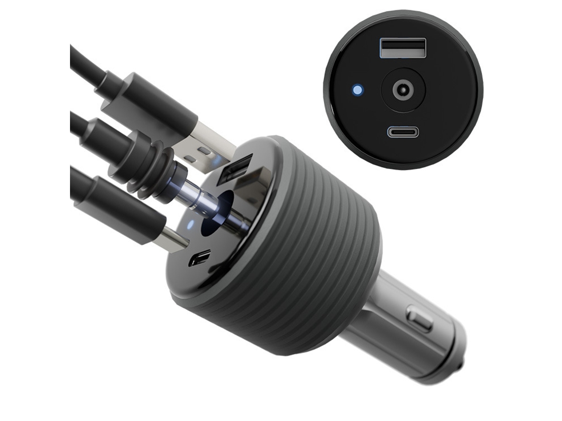 Cabo Carregador Veicular Dc Mini Com Ecrã Digital, Eleva Tensão 12/24v Para 30v 3,5a