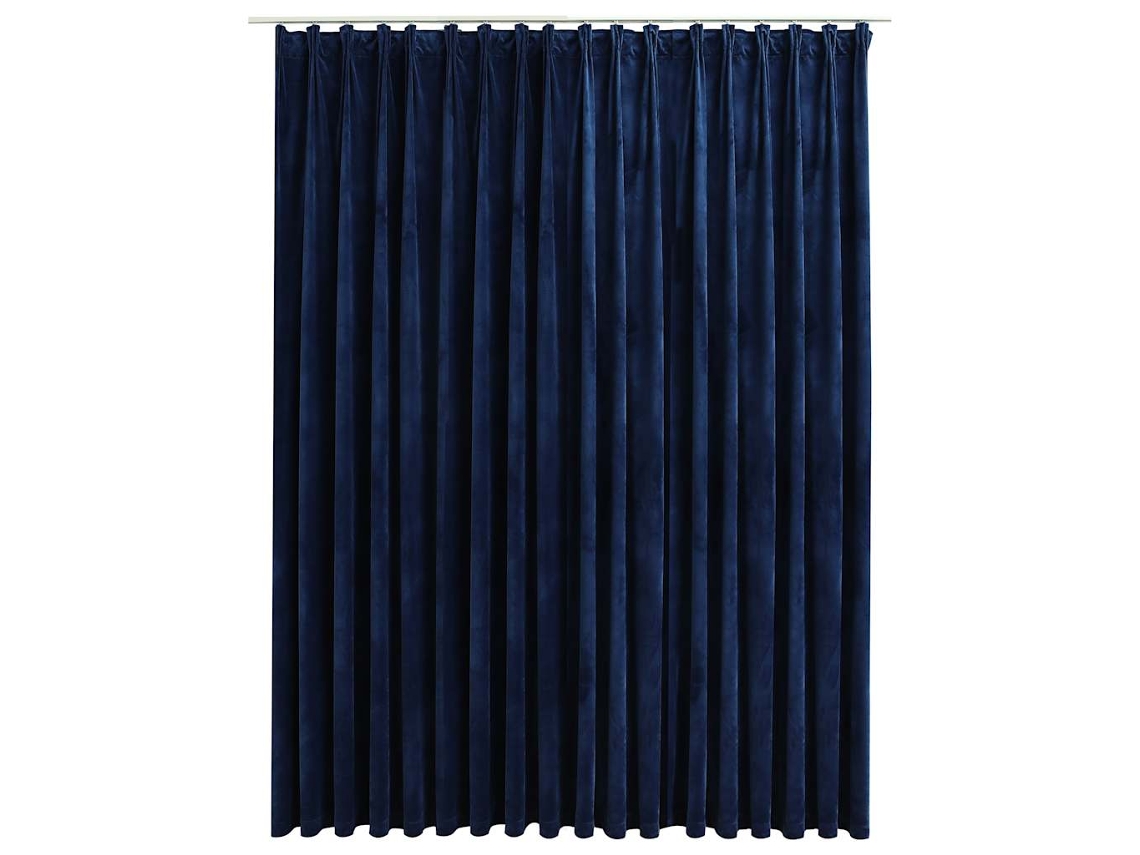 Maison Exclusive - Cortina Blackout Com Ganchos 290x245 Cm Veludo Azul-escuro