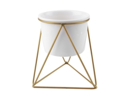 NEVEANCE Design Elegante Modern Plant Pote, Panela De Cerâmica Branca Com Tinta Anti Rust Acabamento De Metal, Novo Para Plantas De Ar Interior E Suculentas, M