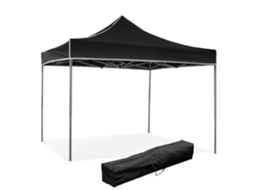 Gazebo Dobrável Preto 3 X 3 Revestido Em Pvc Impermeável
