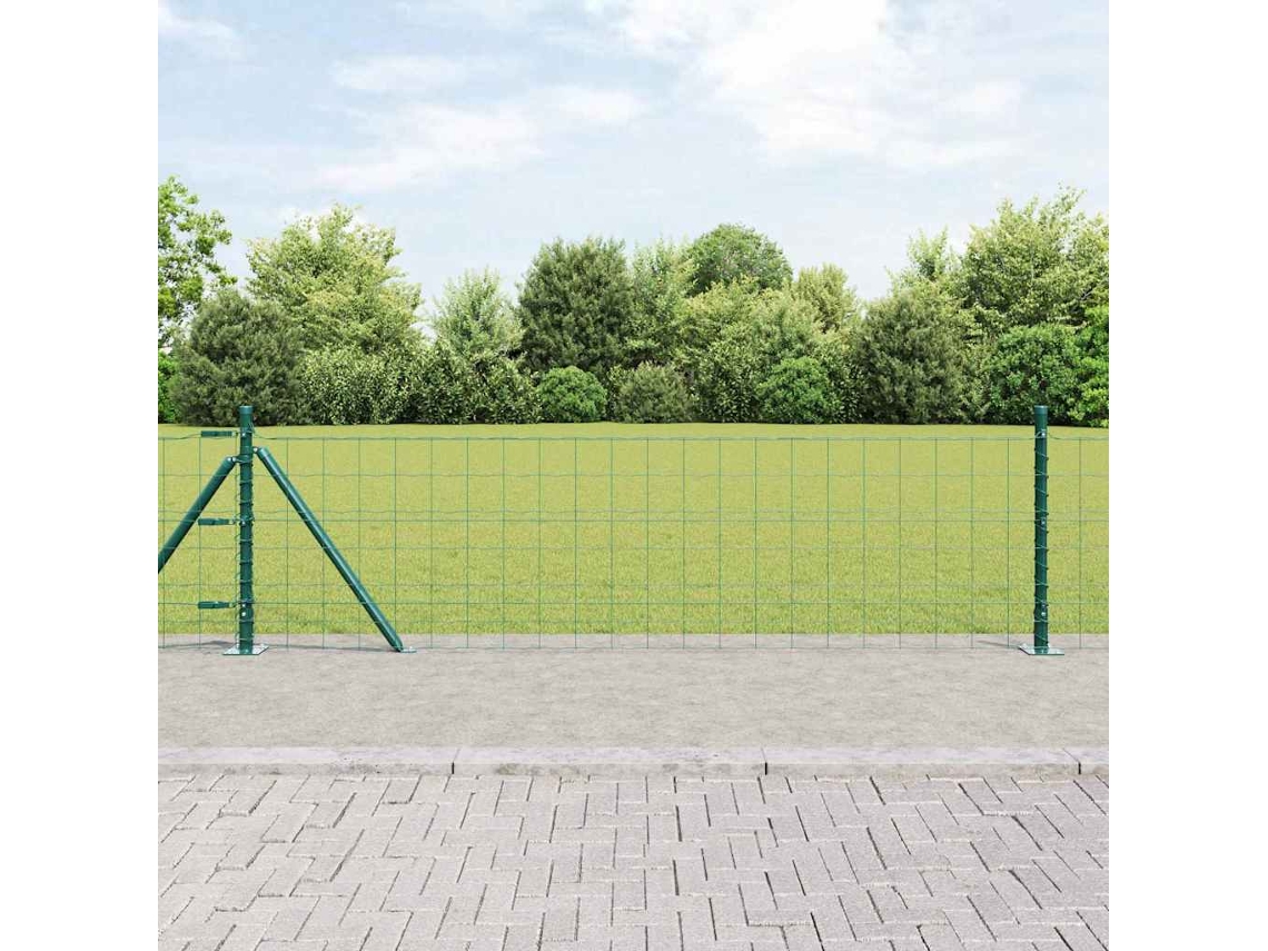 Vidaxl Cerca Europeia Com Base De Concreto 10 X 0,6 M Verde Malha