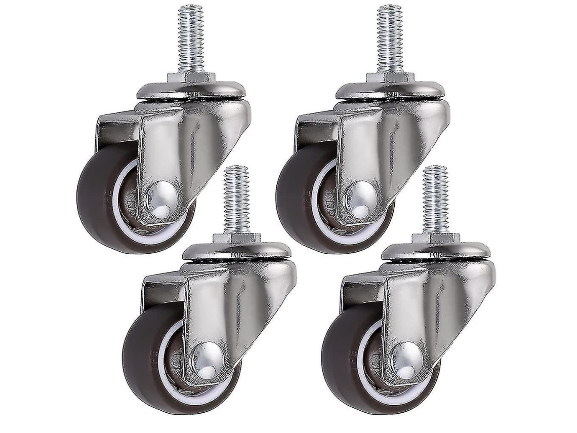Conjunto De 4 Rodas Giratórias De Borracha Com Haste De 25 Mm Para Móveis, Ideais Para Carrinhos, Plataformas, Berços, Armá Aquaforge (m615)