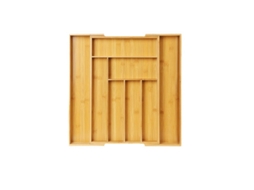 Bandeja Talheres Extensível - Organizador Cozinha - Caixa Arrumação Talheres - Bambu - Cor Madeira Natural
