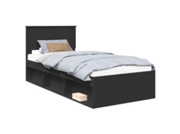 Estrutura da Cama Preto 90x200 cm Madeira de Pinheiro Sólida MAISON EXCLUSIVE