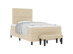 Cama Box com Colchão com Cabeceira Creme Tecido MAISON EXCLUSIVE (120x190 cm)