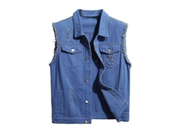 2026 chaleco Vaquero Casual Desgastado para Hombre Con Botones Clásico Sin Mangas Talla S XL S Azul Escuro