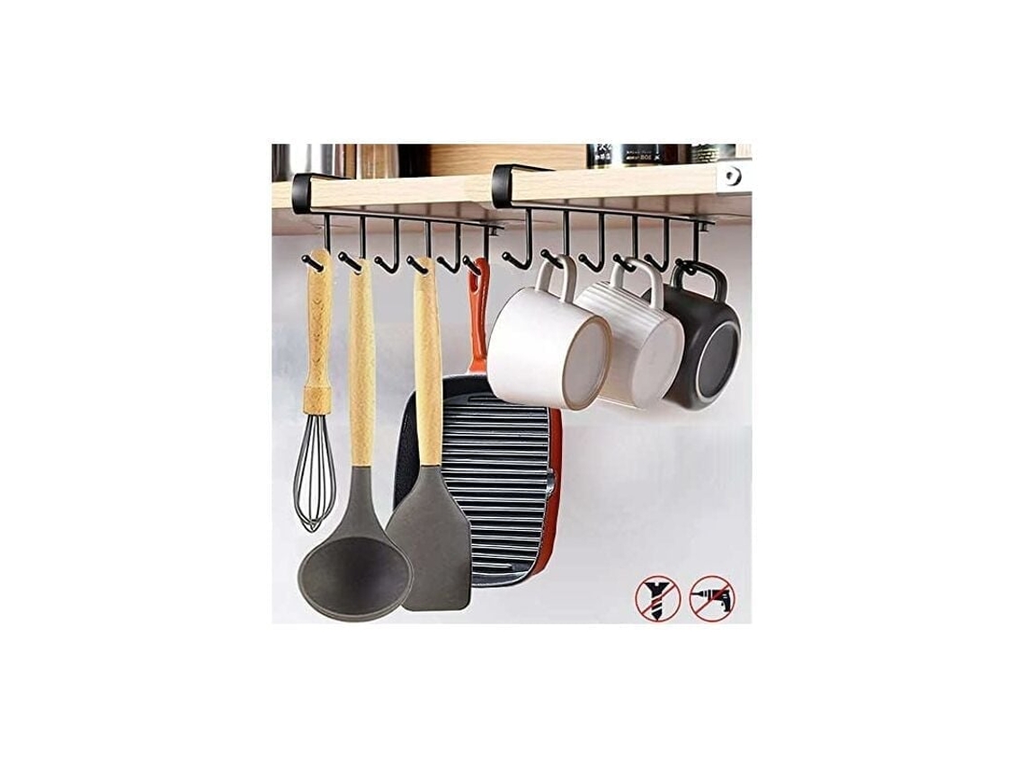 Suporte para Canecas com Ventosa a Vácuo Inovadora, Ganchos Autoadesivos Reutilizáveis​​ para Utensílios de Cozinha BRILVIBERA