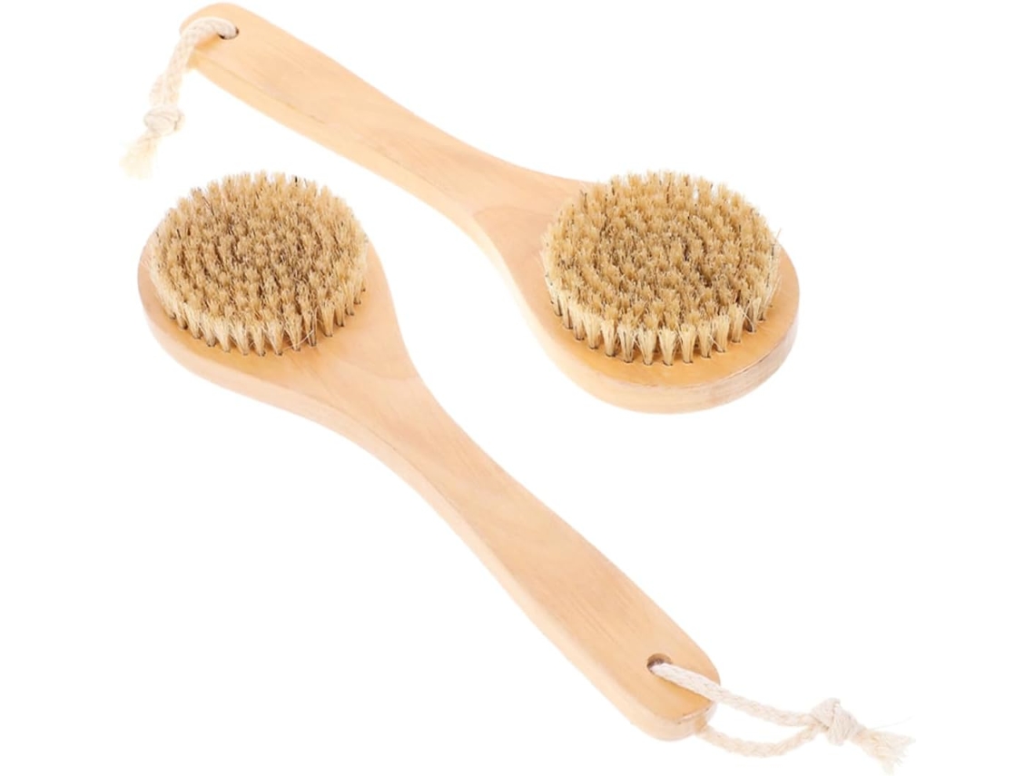 Conjunto De 2 Escovas Esfoliantes Corporais E Banho Homoyoyo Com Cerdas Javali Cabos Curtos Para Limpeza Massagem