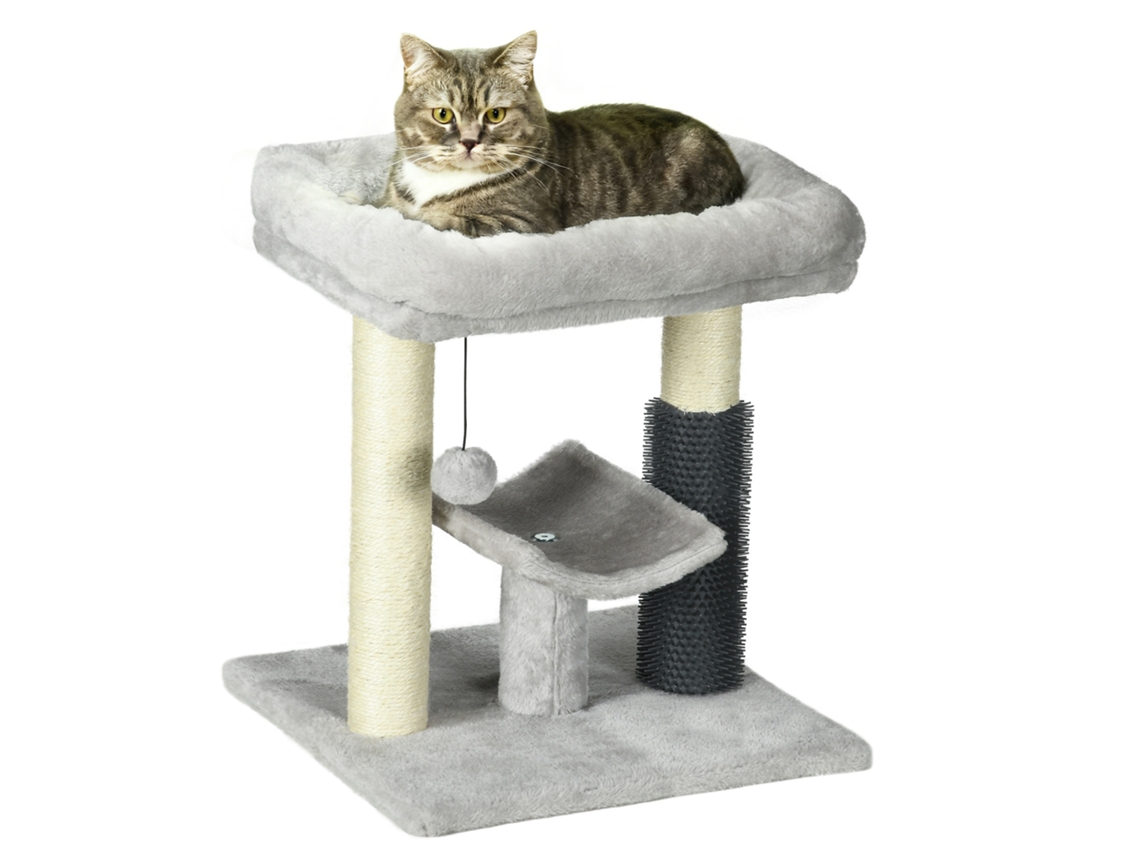 Árvore para Gatos com Poleiro de Cama Arranhador de Sisal e Autolimpante Design Moderno e Compacto 40x40x48 Cm Cinza Ge