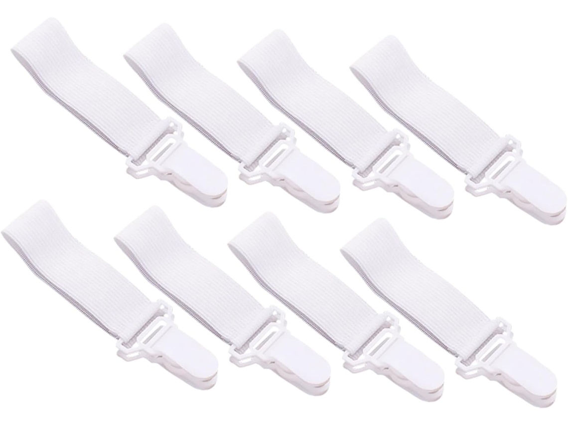 Nuobesty Alfinetes Lençol Antiderrapantes, 16 unidades, Tiras Elásticas Ajustáveis para Fixar Lençóis, Alfinetes