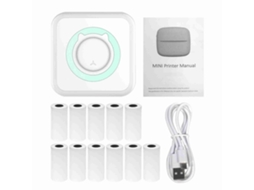 Impressora de fotos portátil sem fio mini multifuncional com conexão bt para iOS android inclui 11 rolos de papel 57mm