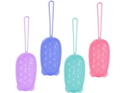 Conjunto De 4 Escovas Banho Silicone Com Dupla Face Para Limpeza Profunda E Massagem Corporal