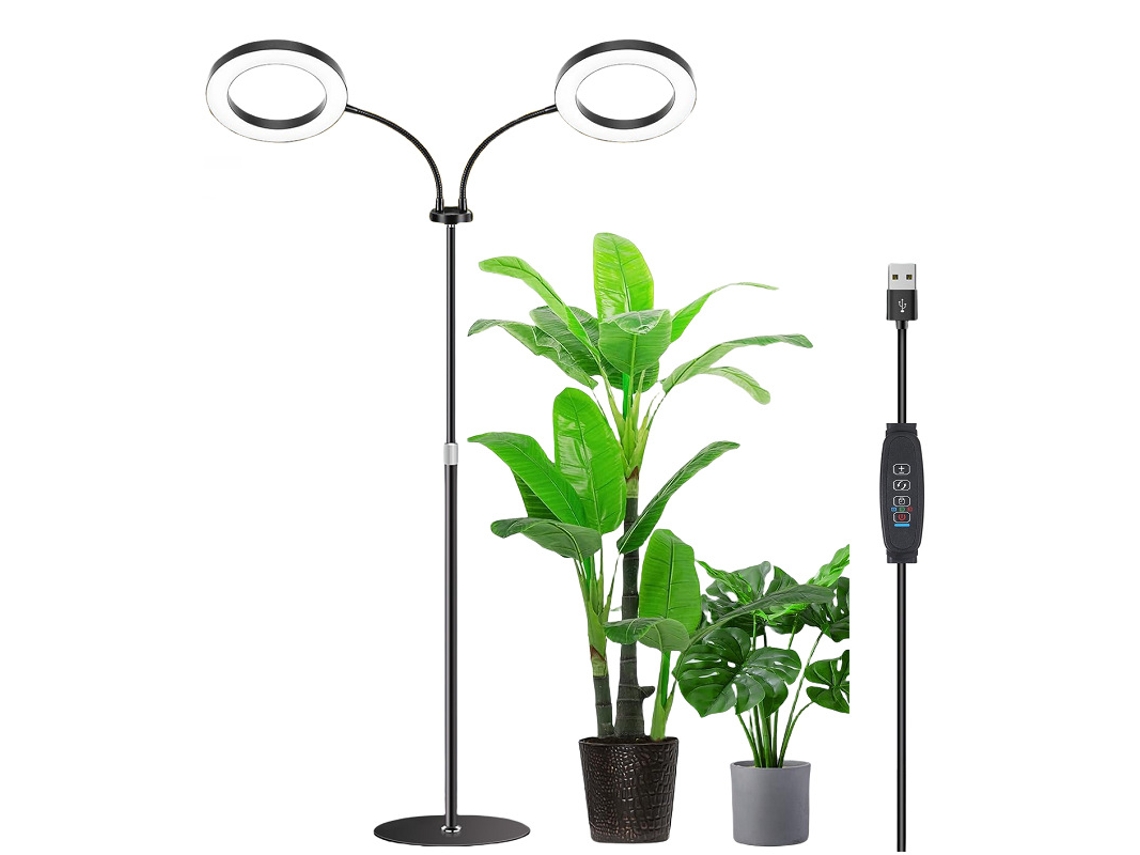 Lâmpada De Cultivo Led De Espectro Completo Com Duas Cabeças, Temporizador E Suporte Ajustável Jun Aquaforge