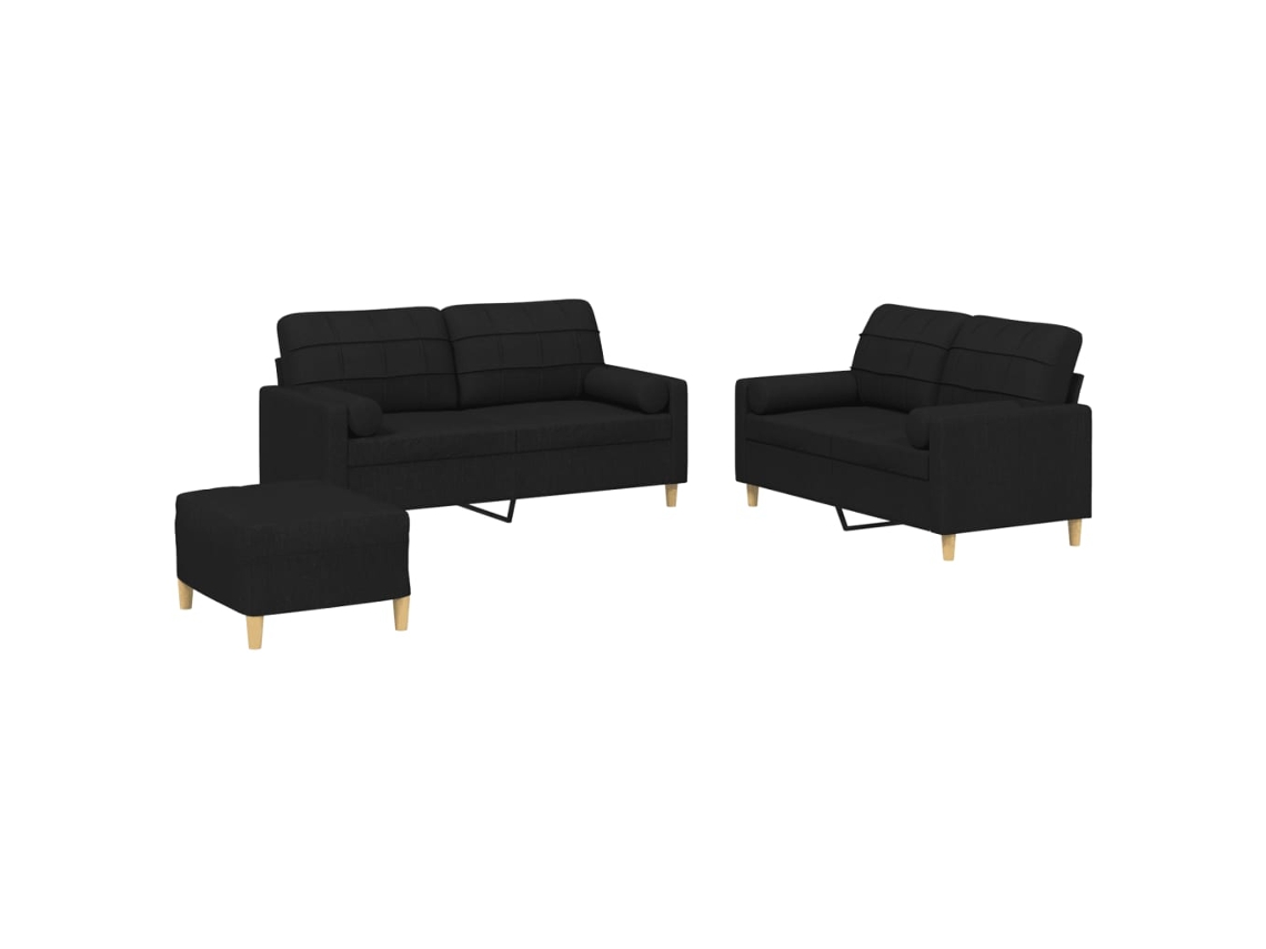 Conjunto De Sofás Vidaxl Preto Tecido (70 X 55 X 41 Cm)
