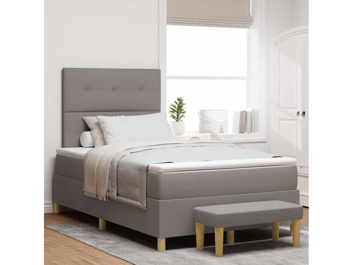 Vidaxl Cama Box Com Cabeceira Cinzento-acastanhado 190 X 120 Cm Tecido