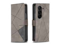 Capa De Celular Em Couro Com Textura De Losango E Fecho Magnético Para Samsung Galaxy Z Fold5