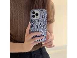 Capa Para Iphone 17 Lj Plissada Com Revestimento Eletrolítico Azul Sólido E Rugas.