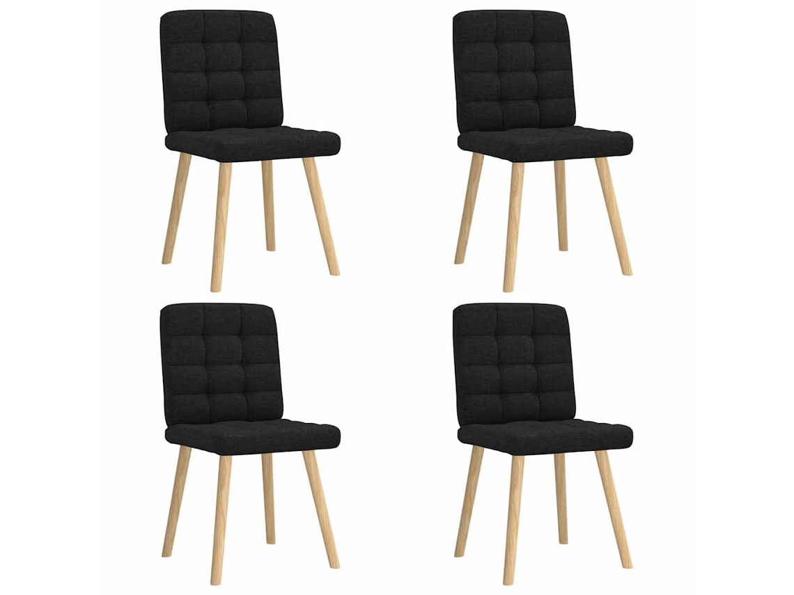 Vidaxl Cadeiras De Jantar 4 Pcs Tecido Preto