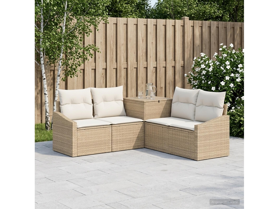 Vidaxl Conjunto De Sofás 5 Unid. Bege E Branco Creme