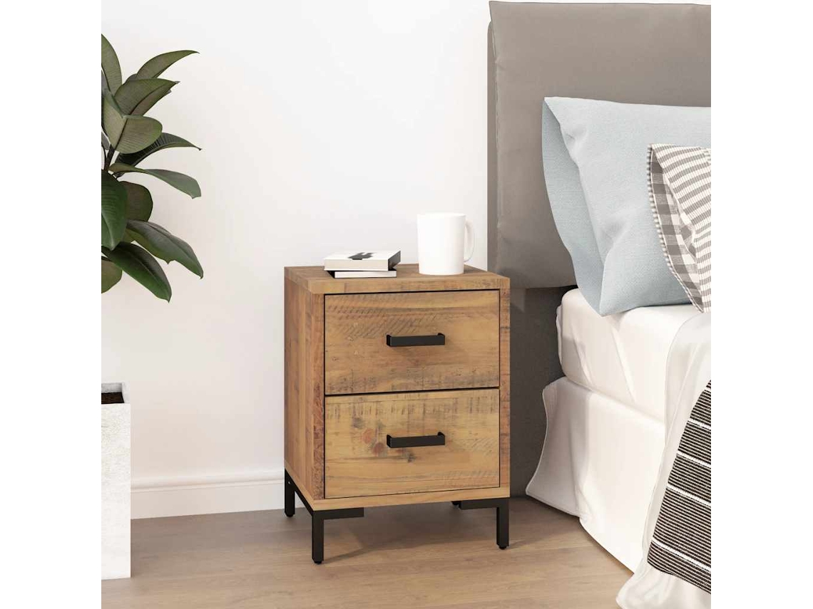 Vidaxl Mesa De Cabeceira 36x30x45 Cm Pinho Maciço Castanho