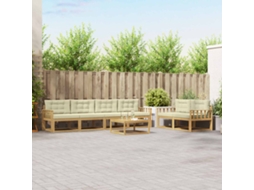 Vidaxl Conjunto De Sofás Para Exterior 6 Unid. Branco E Creme