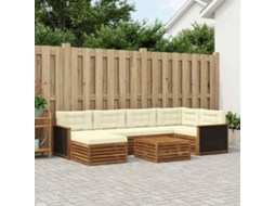 Vidaxl Conjunto De Sofás Para Exterior 7 Unid. Natural E Creme