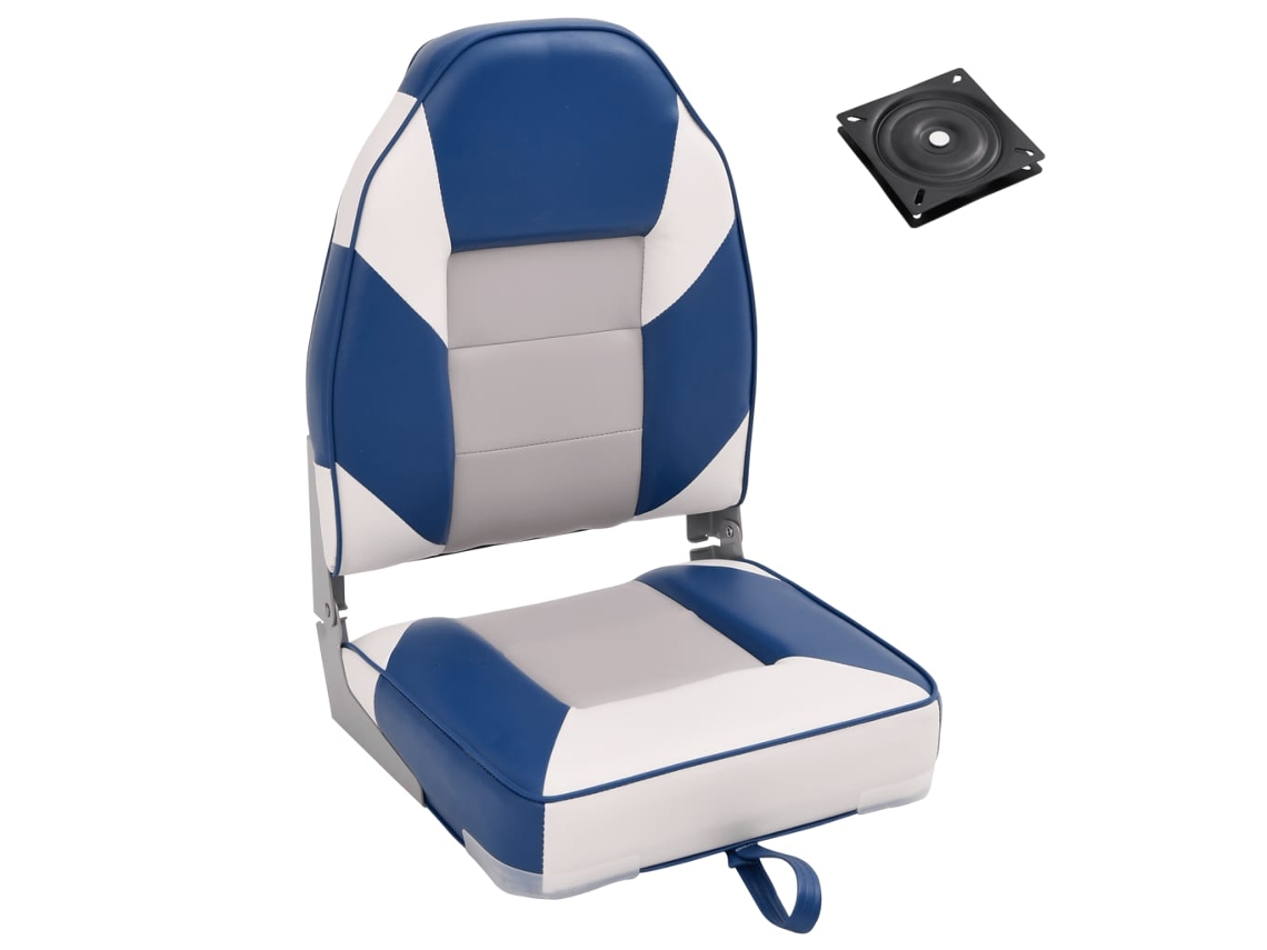Vidaxl 2 Pcs Conjunto Assento De Barco Dobrável Com Encosto Alto