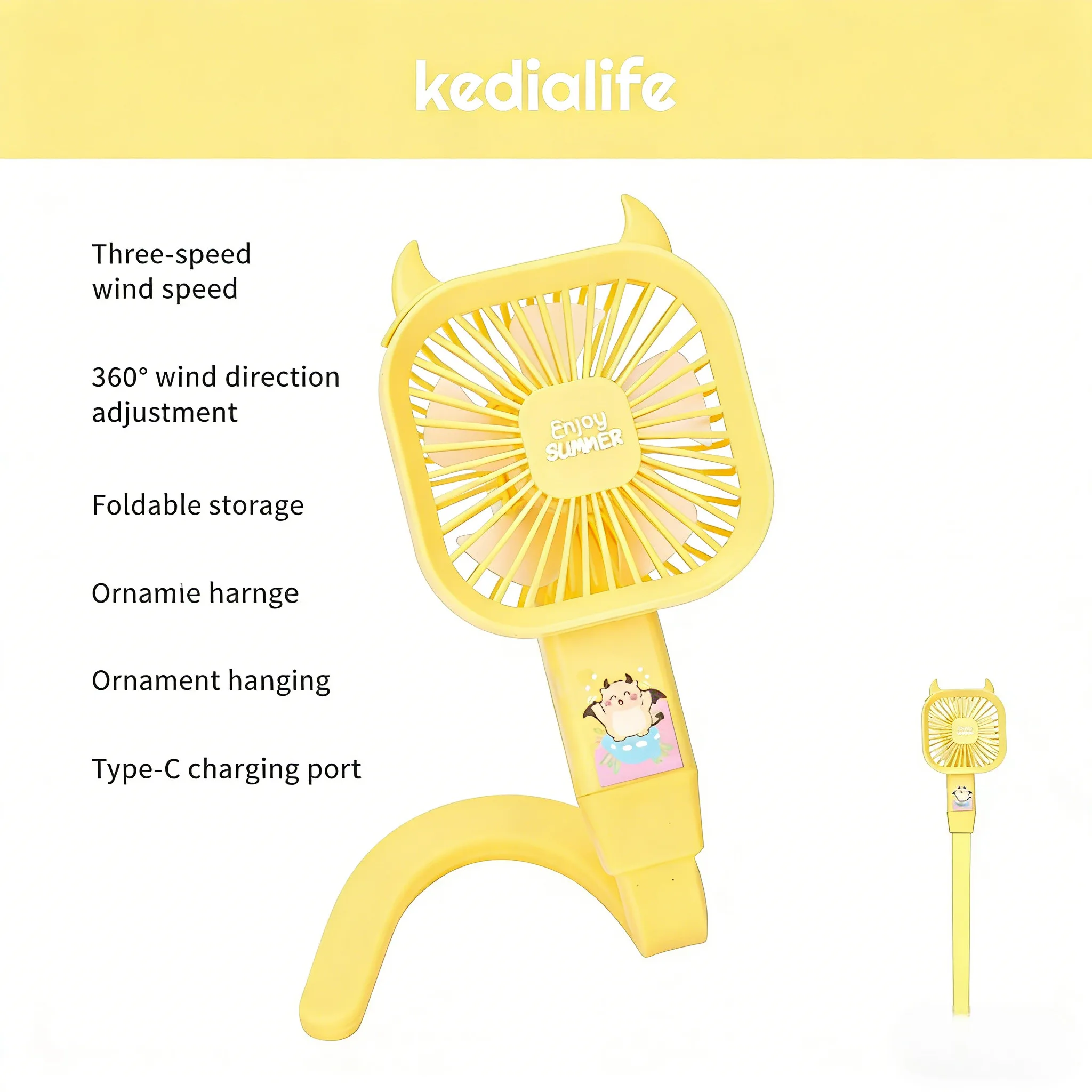 Mini Ventilador Luminoso MDUG em Formato de Batom