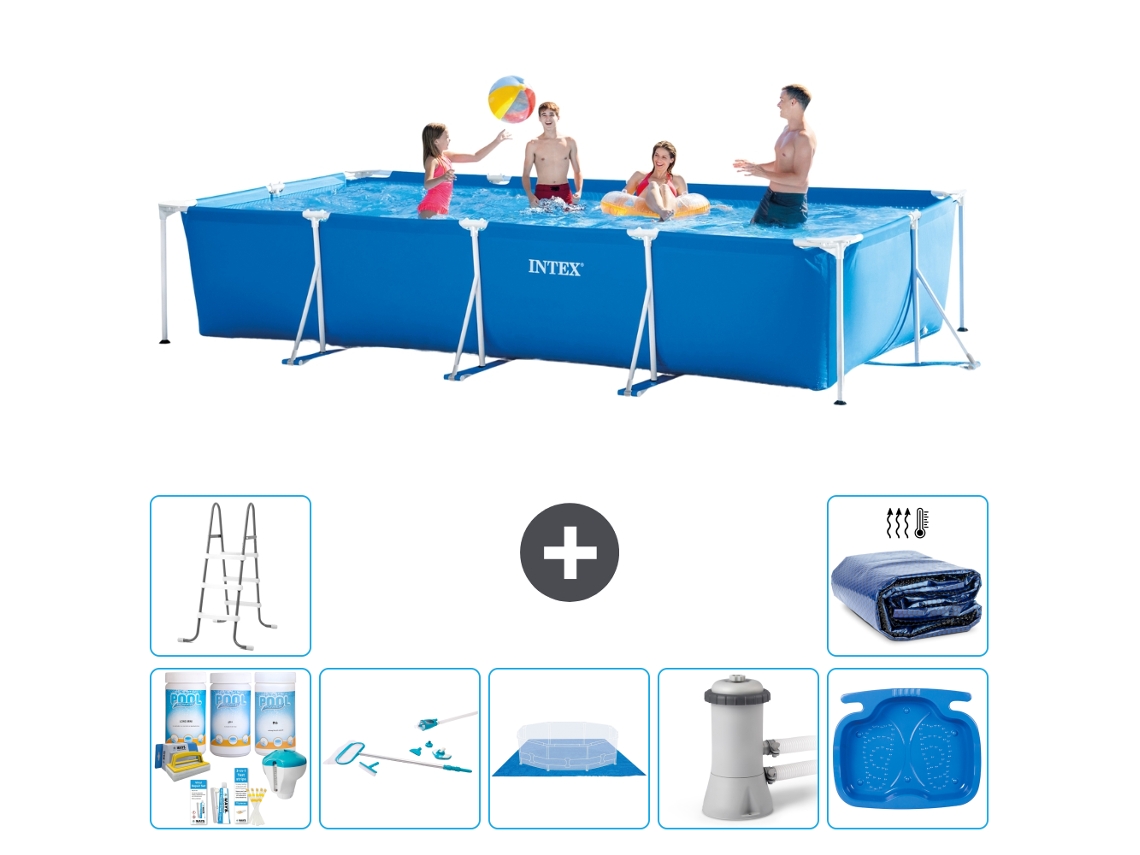 Intex Piscina Com Estrutura Retangular - 450x220x84 Cm - 8-peças S20080