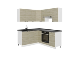 Cozinha Em Ângulo Fame Line, 160x190cm, Pt Antracite, Carvalho Lambril/branco, Branco, Vicco