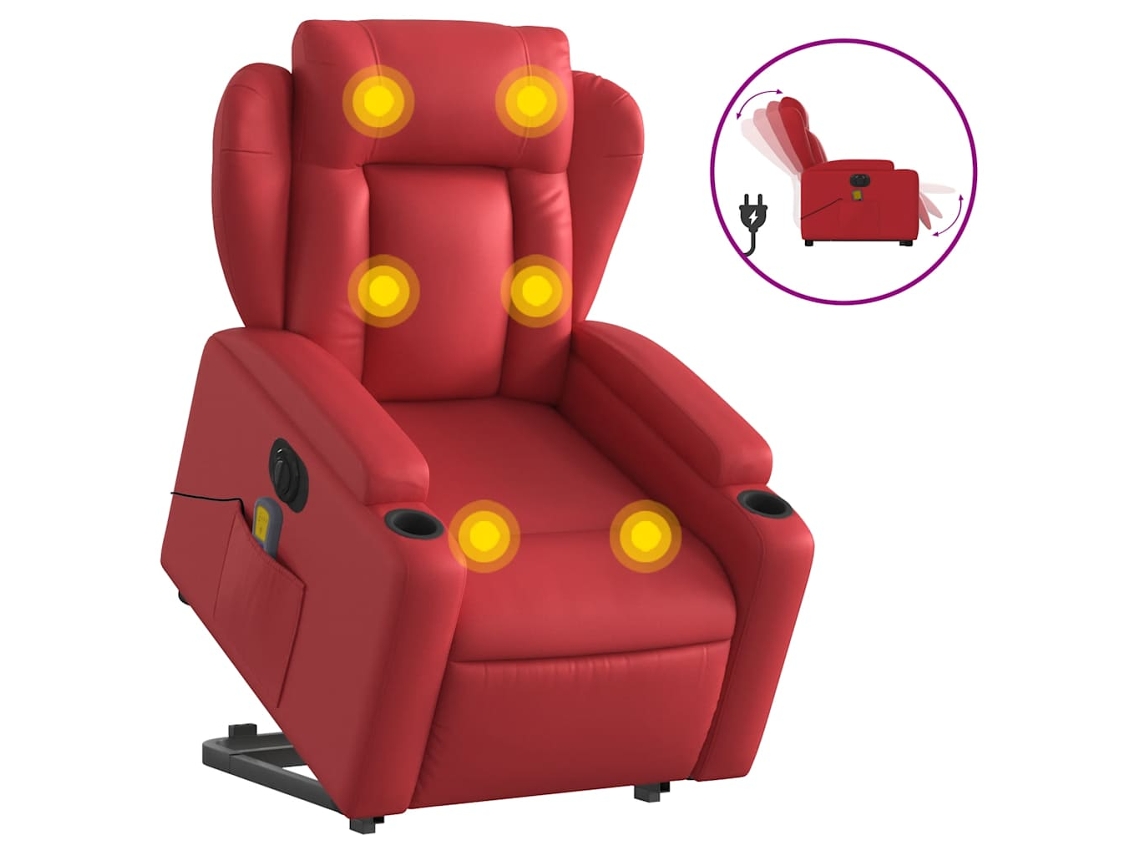 Electric Stand Up Massage Recliner Chair, Electric Stand Up Massage Recliner Chairs Vidaxl Vermelho Couro Artificial