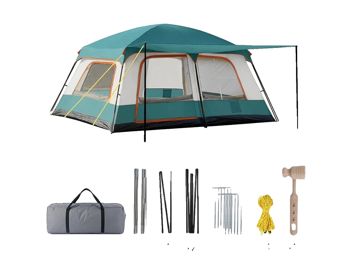 Barraca De Camping, Layout De Dois Compartimentos, Montagem Rápida, Verde